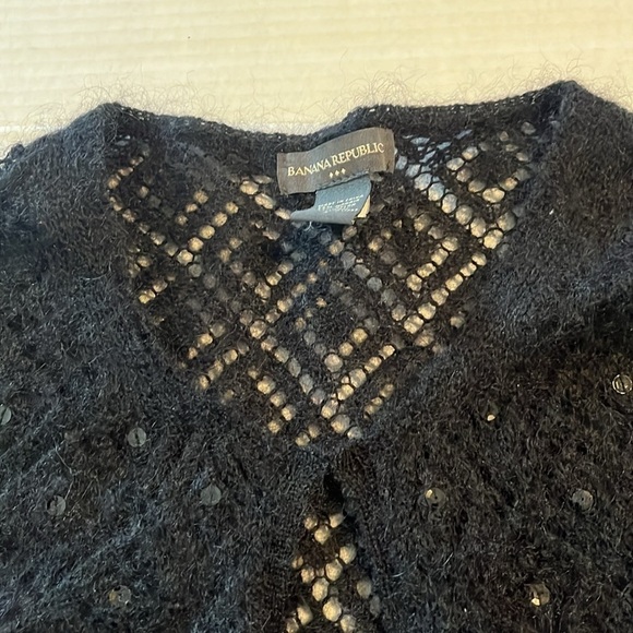 VTG-banana republic-S-black-sequence, mohair blend, hook&eye,open front cardigan - Picture 2 of 11